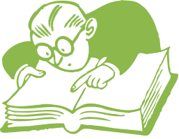 Stylized person studying a book
