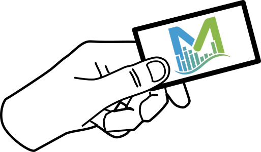 Icon showing a hand holding a business card with the logo of Meyners Statistics & Sensometrics